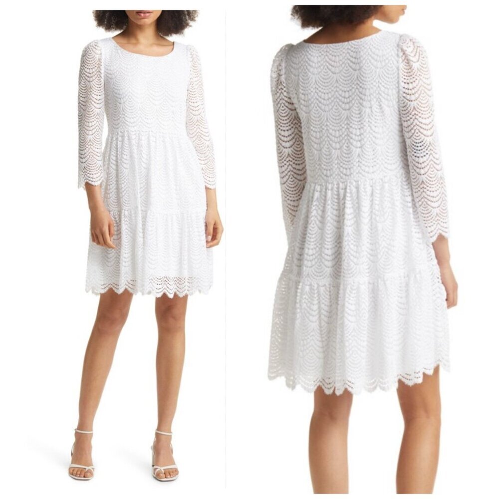 Lilly Pulitzer Geanna Long Sleeve Lace Dress in Resort White Beachy-Chic Size S